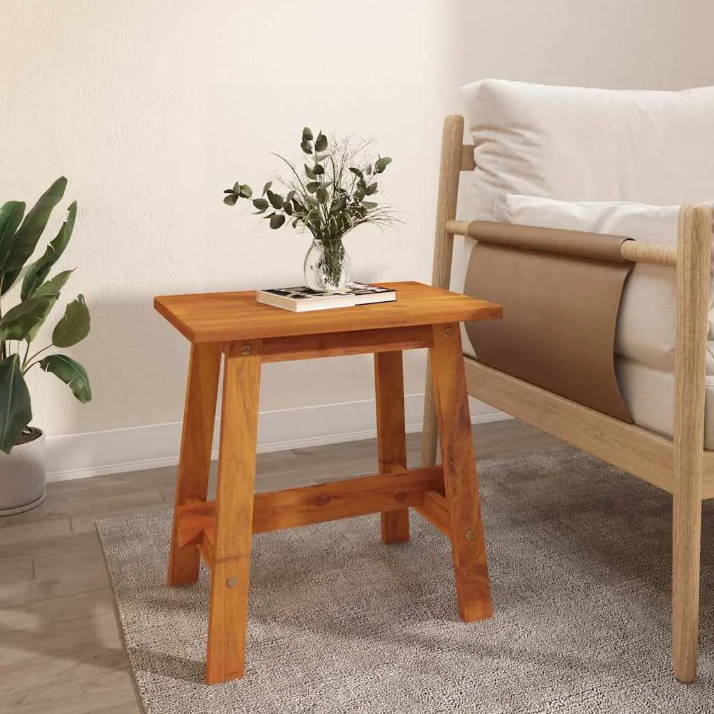 Wood Stool Solid Acacia 45x29x45cm Brown Rectangular Indoor Outdoor Furniture