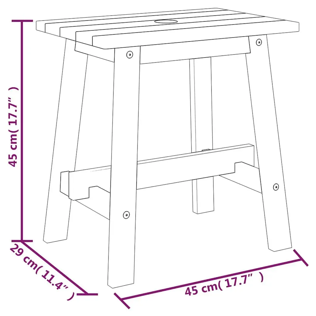 Wood Stool Solid Acacia 45x29x45cm Brown Rectangular Indoor Outdoor Furniture