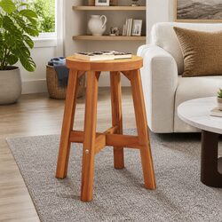 Solid Acacia Wooden Stool in Brown 38x38x45cm