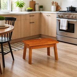 Step Stool 38x26x22cm Solid Wood Acacia Brown Footrest Kitchen Bedroom Portable