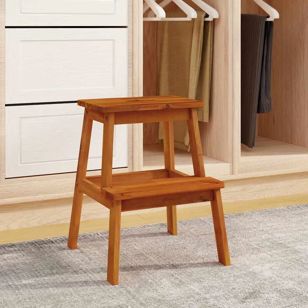 Wooden 2 Step Stool for Kitchen and Bathroom Use