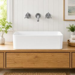 High Gloss White Rectangular Ceramic Wash Basin 48x37x13cm