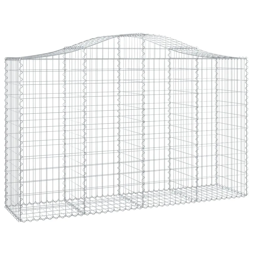 Gabion Basket Garden Barrier Galvanised Iron 200 x 50 x 120/140 cm Silver