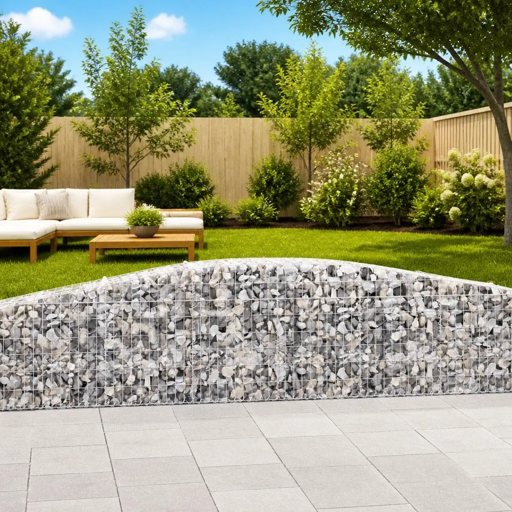 Arched Gabion Basket Galvanised Iron 400 x 50 x 60/80 cm Silver