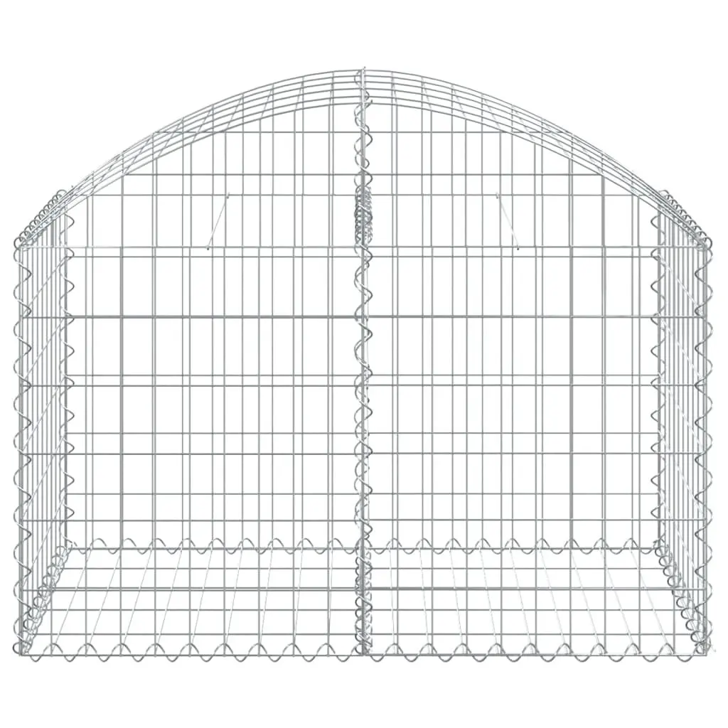 Gabion Basket Galvanised Iron 100 x 50 x 60/80 cm Silver Arched Garden Barrier Retaining Wall Outdoor Planter