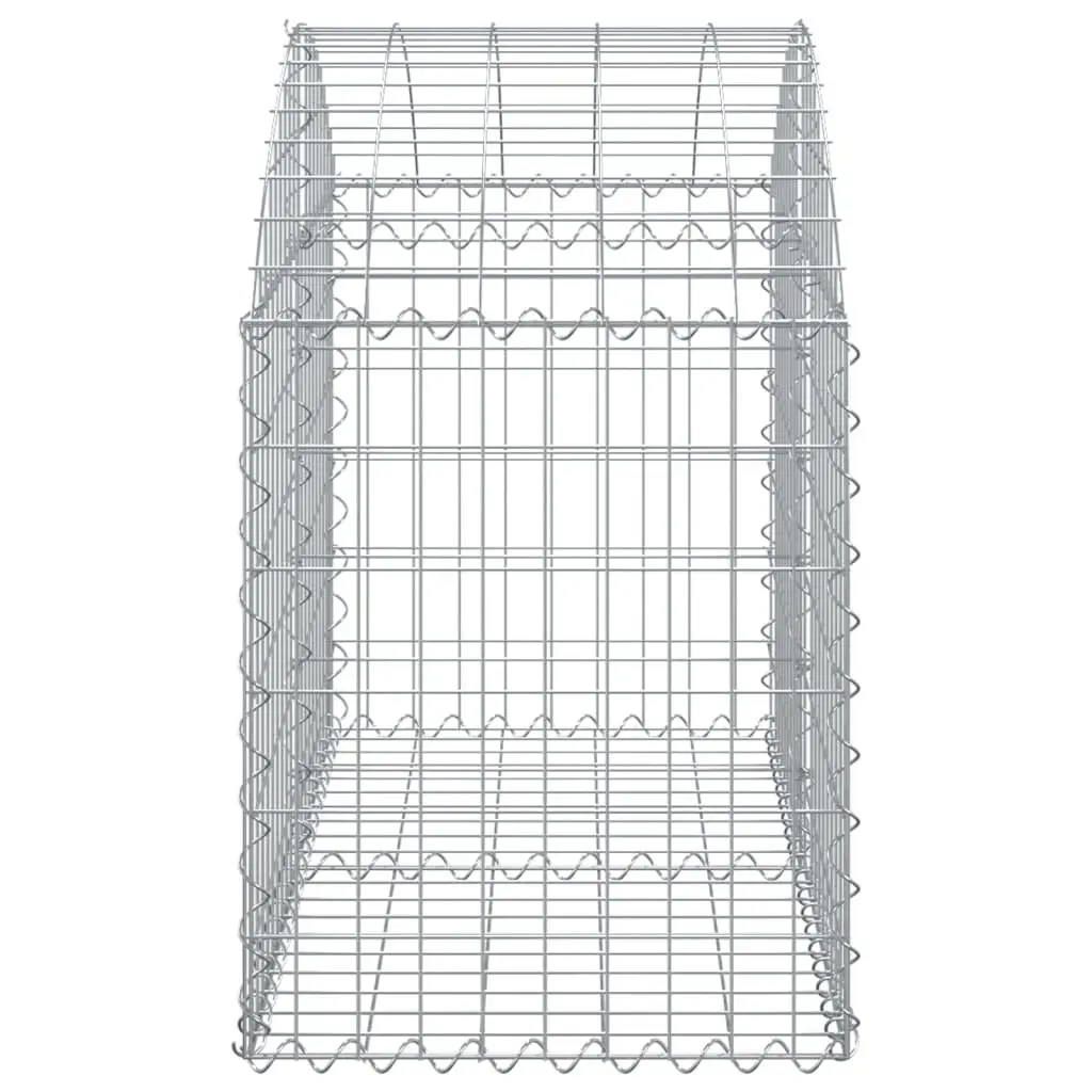 Gabion Basket Galvanised Iron 100 x 50 x 60/80 cm Silver Arched Garden Barrier Retaining Wall Outdoor Planter
