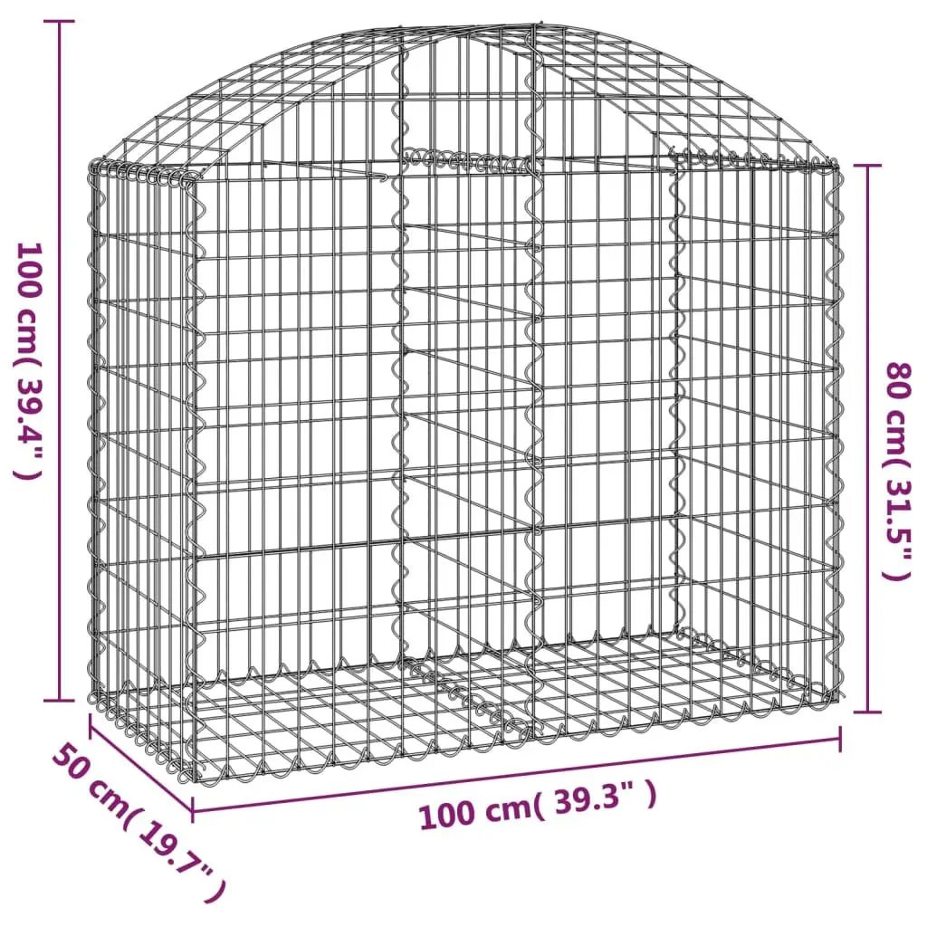 Gabion Basket Galvanised Iron Wire 100x50x80/100 cm Silver