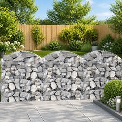 Decorative Arched Gabion Basket 100x50x100/120 cm Silver