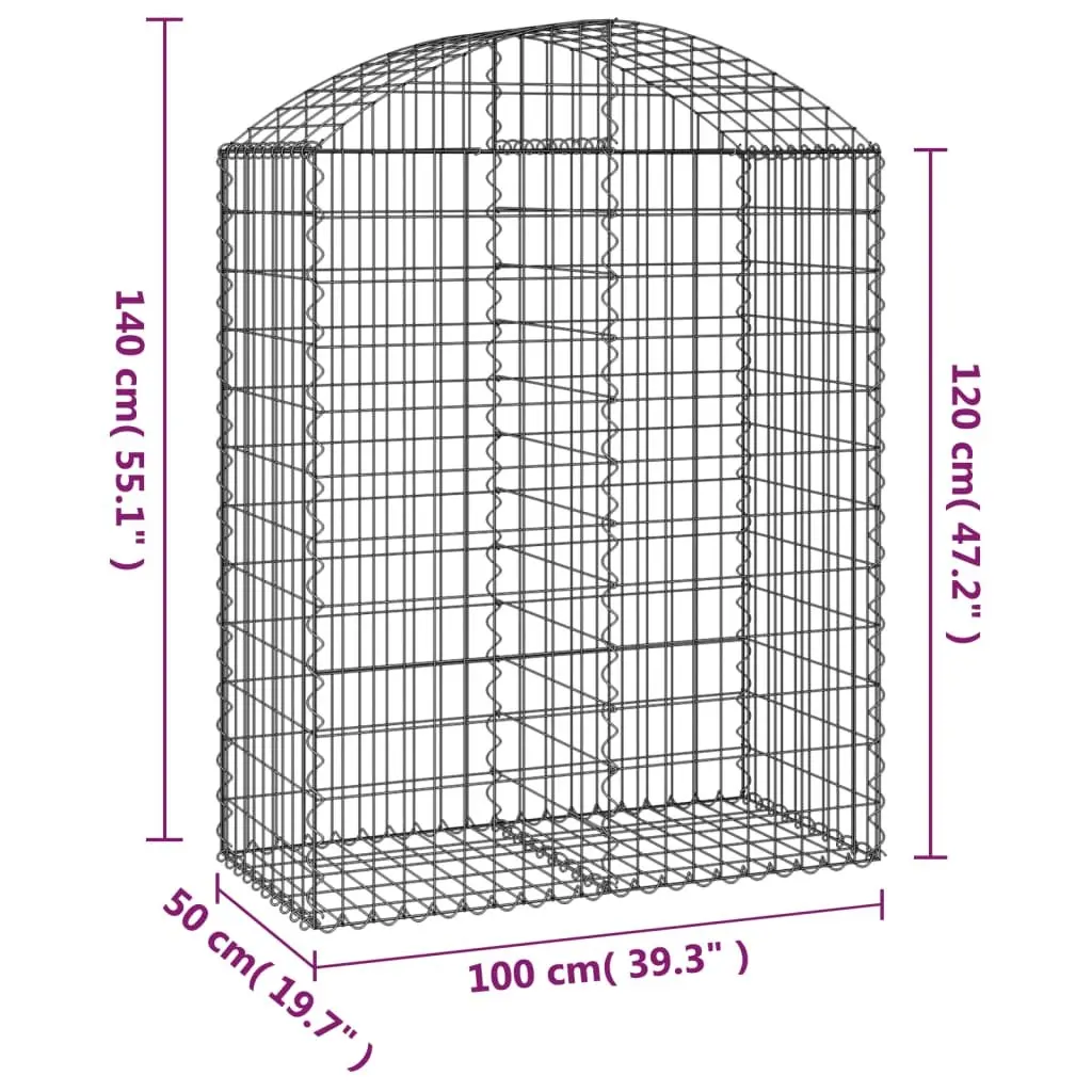Gabion Basket Galvanised Iron 100x50x120140 cm Silver