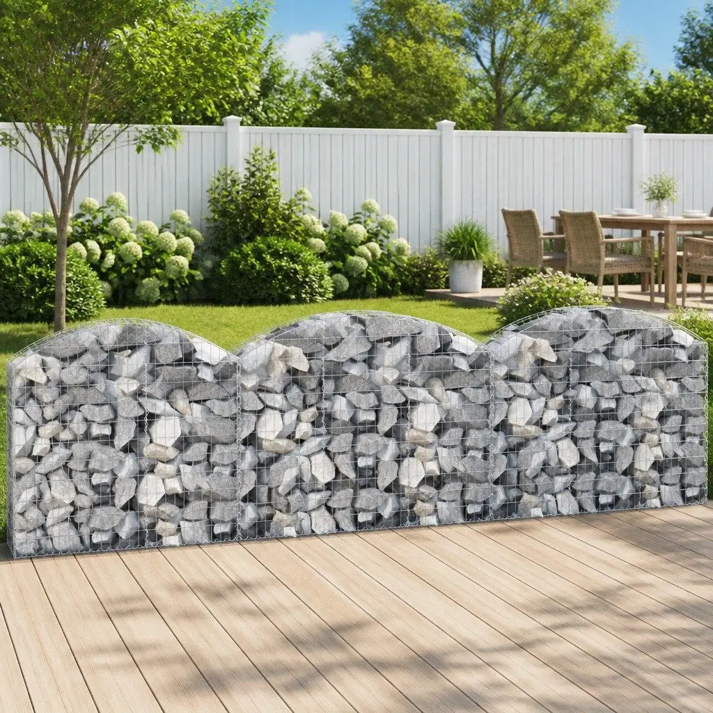Gabion Basket Garden Barrier Galvanised Iron 150x30x100120cm Silver