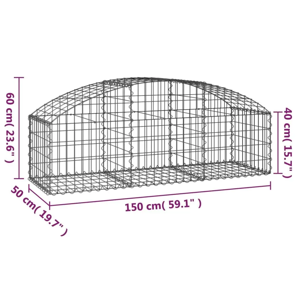 Arched Gabion Basket 150x50x40/60 cm Garden Barrier Retaining Wall Decorative