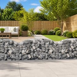 Arched Gabion Basket 200x50x80/100 cm Garden Barrier Retaining Wall Decorative