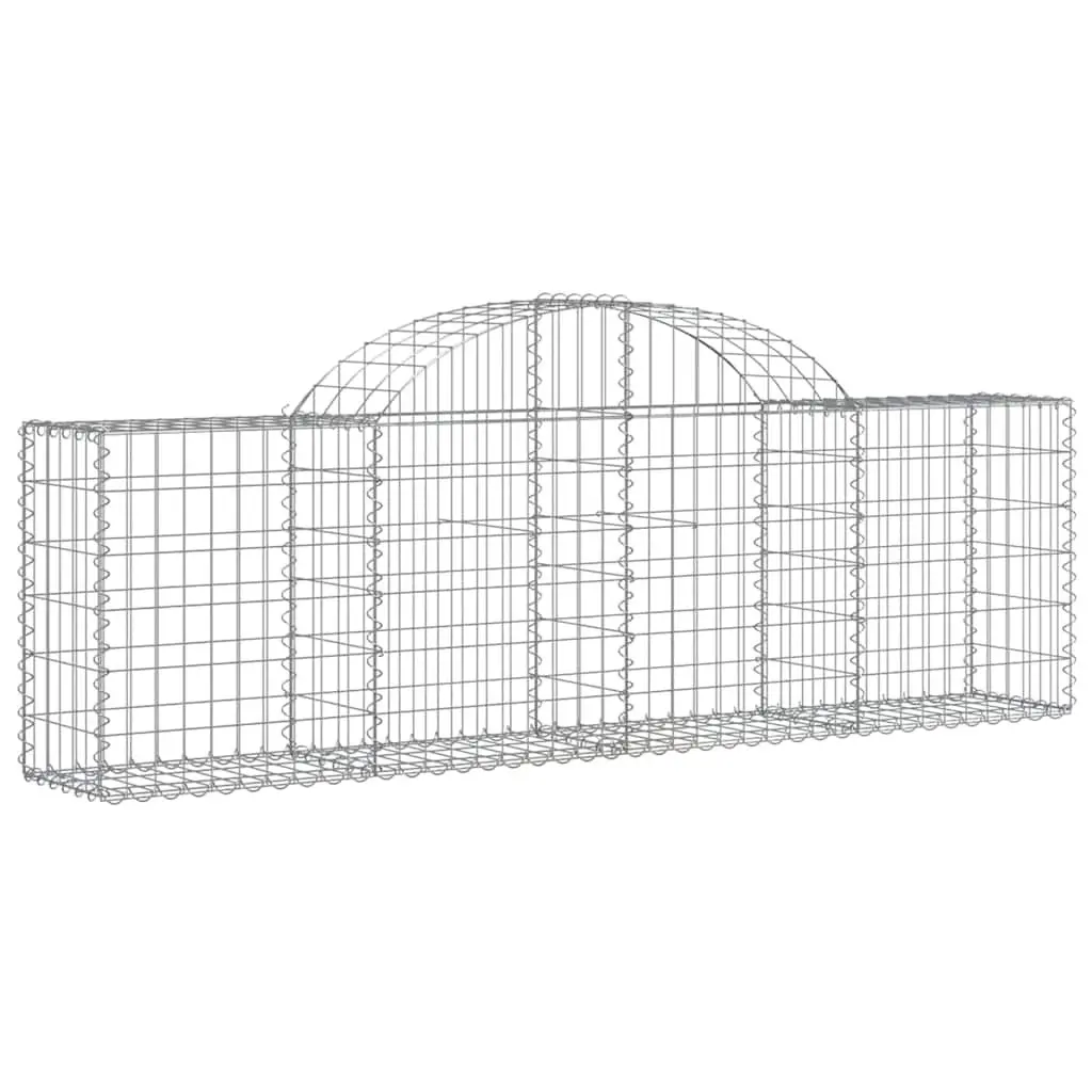 Gabion Basket Garden Barrier Galvanised Iron 200 x 30 x 60/80 cm Silver