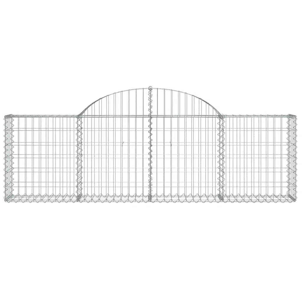 Gabion Basket Garden Barrier Galvanised Iron 200 x 30 x 60/80 cm Silver