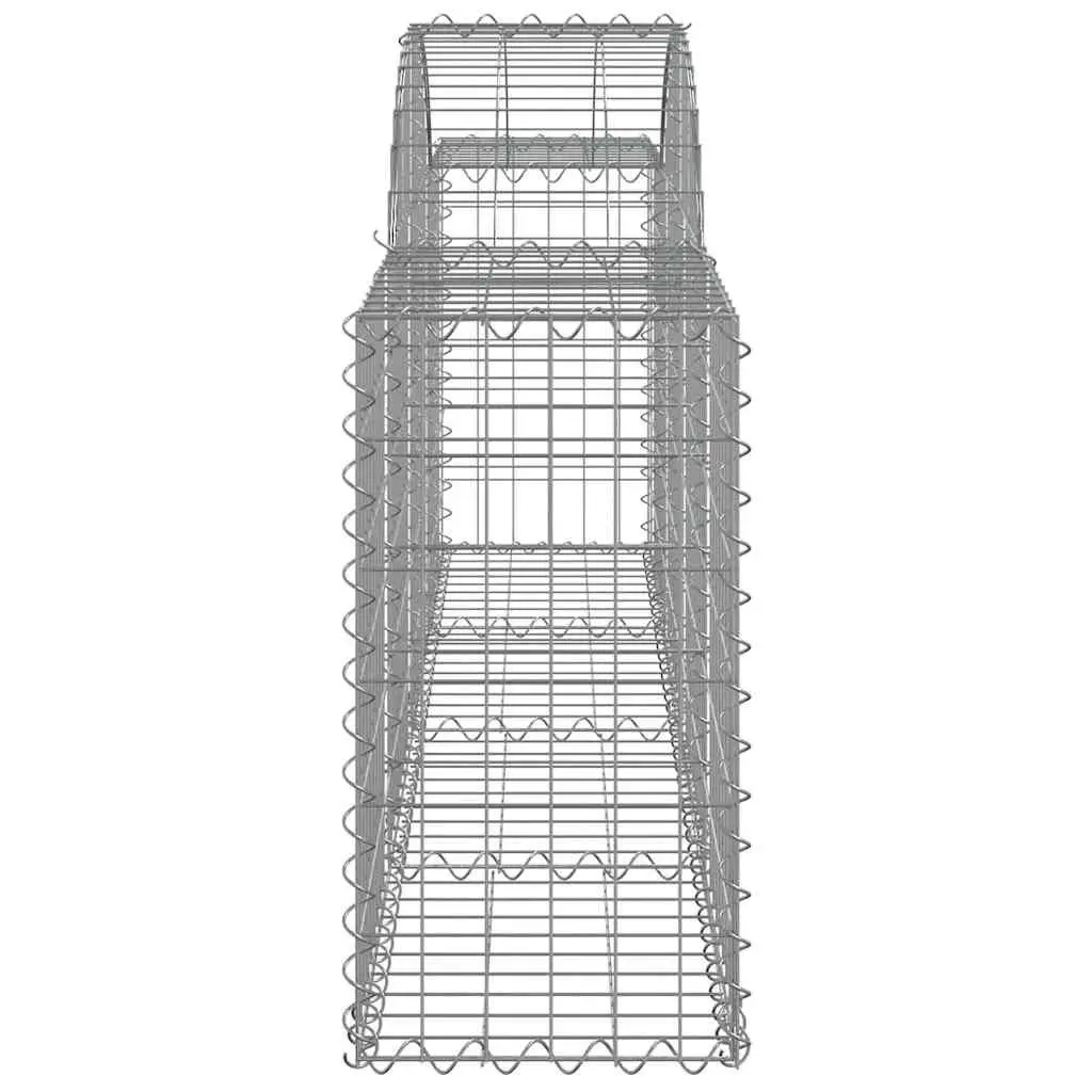 Gabion Basket Garden Barrier Galvanised Iron 200 x 30 x 60/80 cm Silver