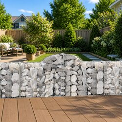Sturdy Arched Gabion Basket 200x30x80/100 cm for Gardens