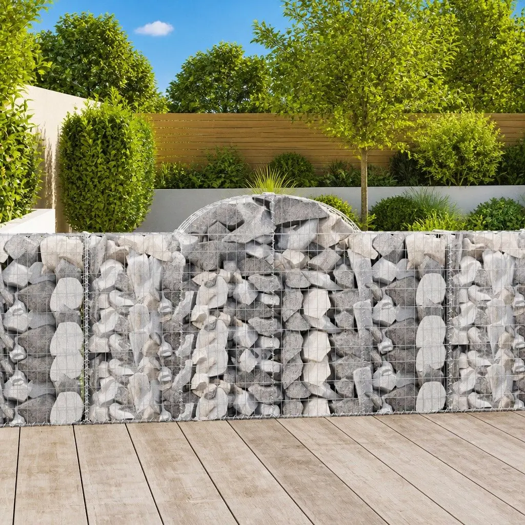 Gabion Basket Retaining Wall Galvanised Iron 200 x 30 x 100/120 cm Silver