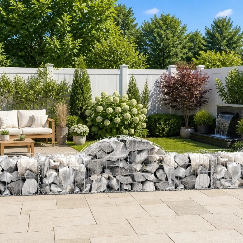 Arched Gabion Basket for Sound-Insulating Retaining Wall