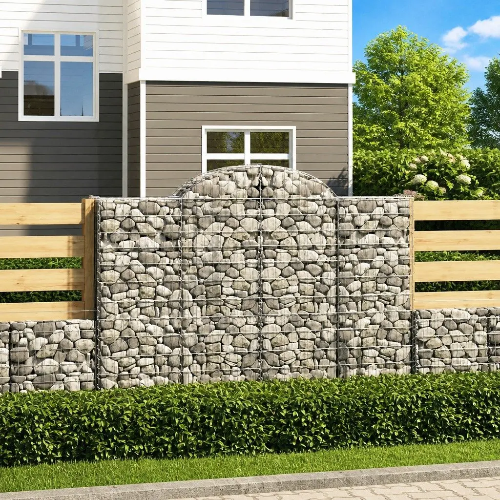 Gabion Basket Garden Barrier Galvanised Iron 200 x 50 x 140/160 cm Silver