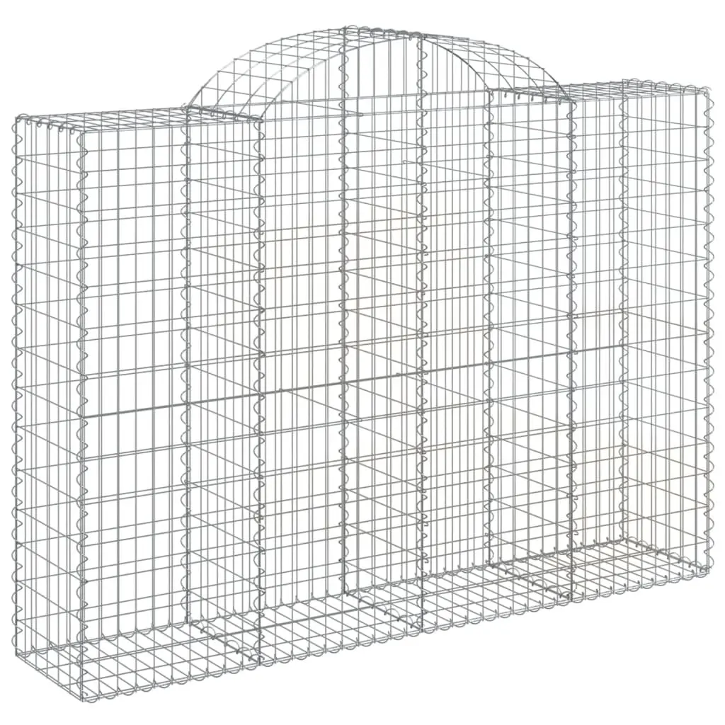 Gabion Basket Garden Barrier Galvanised Iron 200 x 50 x 140/160 cm Silver