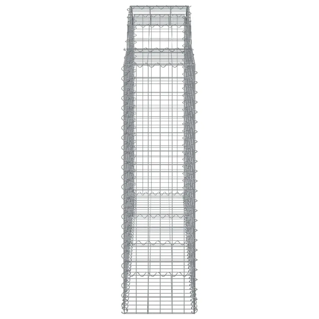 Gabion Basket Garden Barrier Galvanised Iron 200 x 50 x 140/160 cm Silver