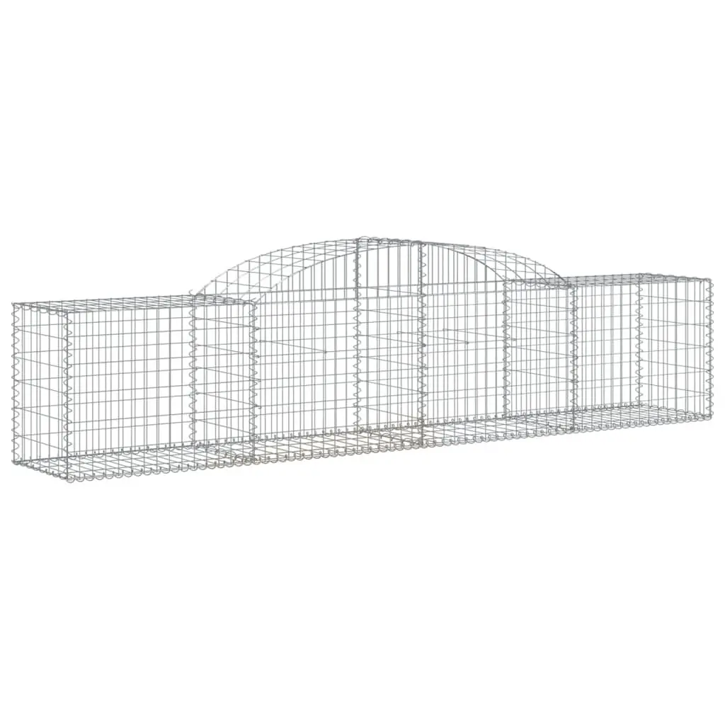 Gabion Basket Galvanised Iron 300 x 50 x 60/80 cm Silver Arched Garden Barrier Retaining Wall Decorative Outdoor