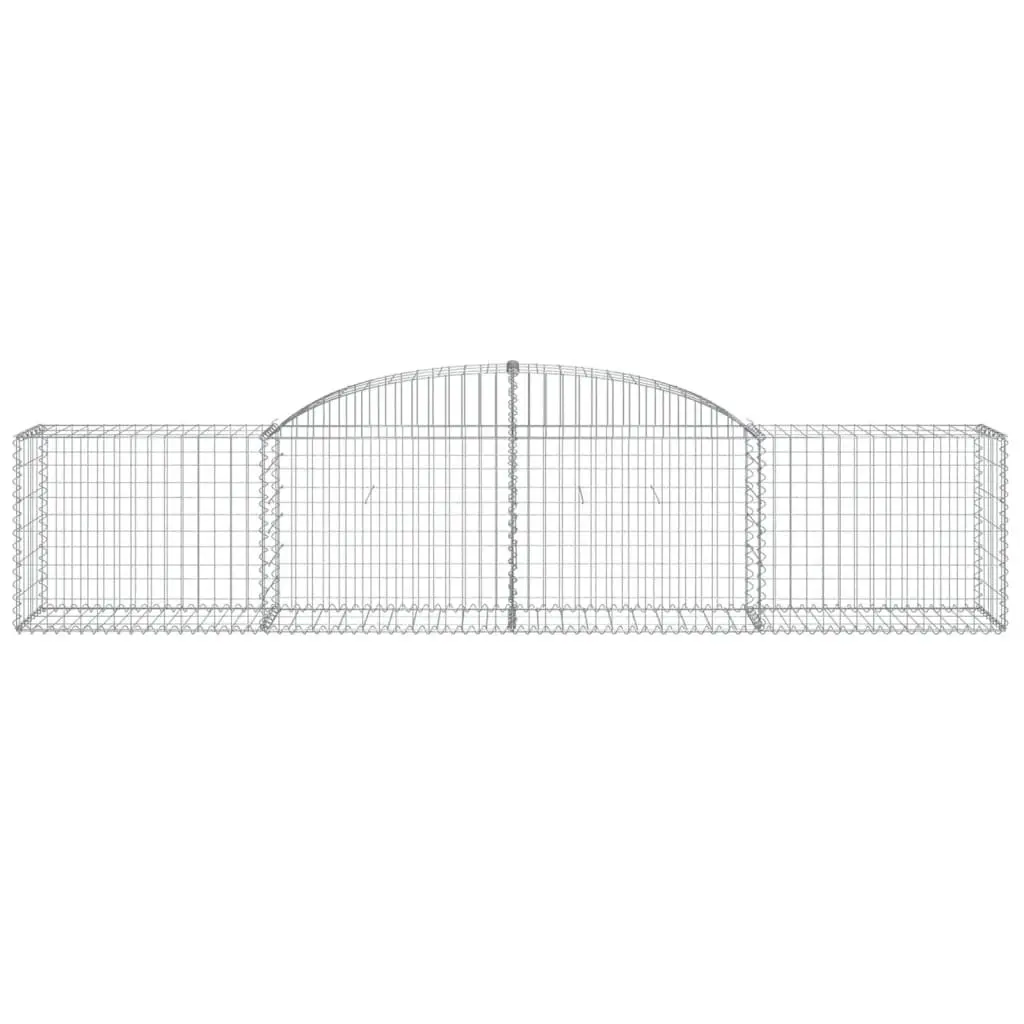 Gabion Basket Galvanised Iron 300 x 50 x 60/80 cm Silver Arched Garden Barrier Retaining Wall Decorative Outdoor
