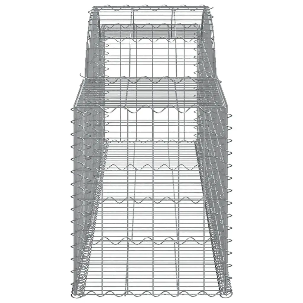 Gabion Basket Galvanised Iron 300 x 50 x 60/80 cm Silver Arched Garden Barrier Retaining Wall Decorative Outdoor