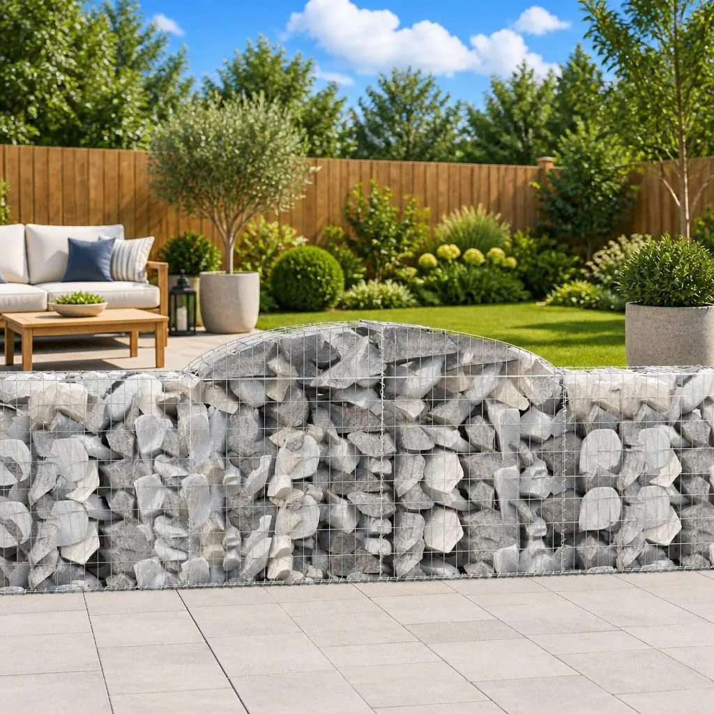Gabion Basket Garden Barrier Galvanised Iron 300 x 50 x 80/100 cm Silver
