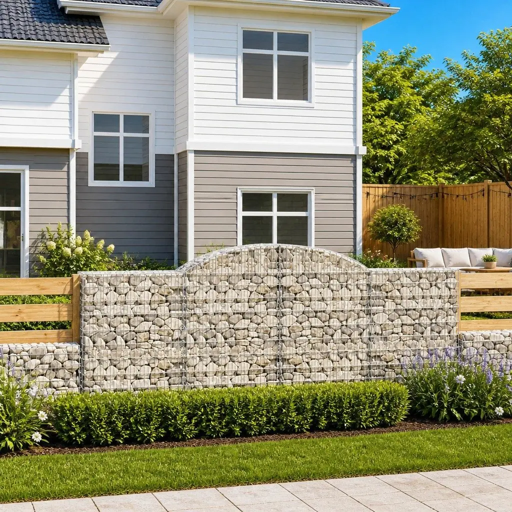 Gabion Basket Galvanised Iron 300x50x120140cm Silver Arched Garden Barrier Retaining Wall