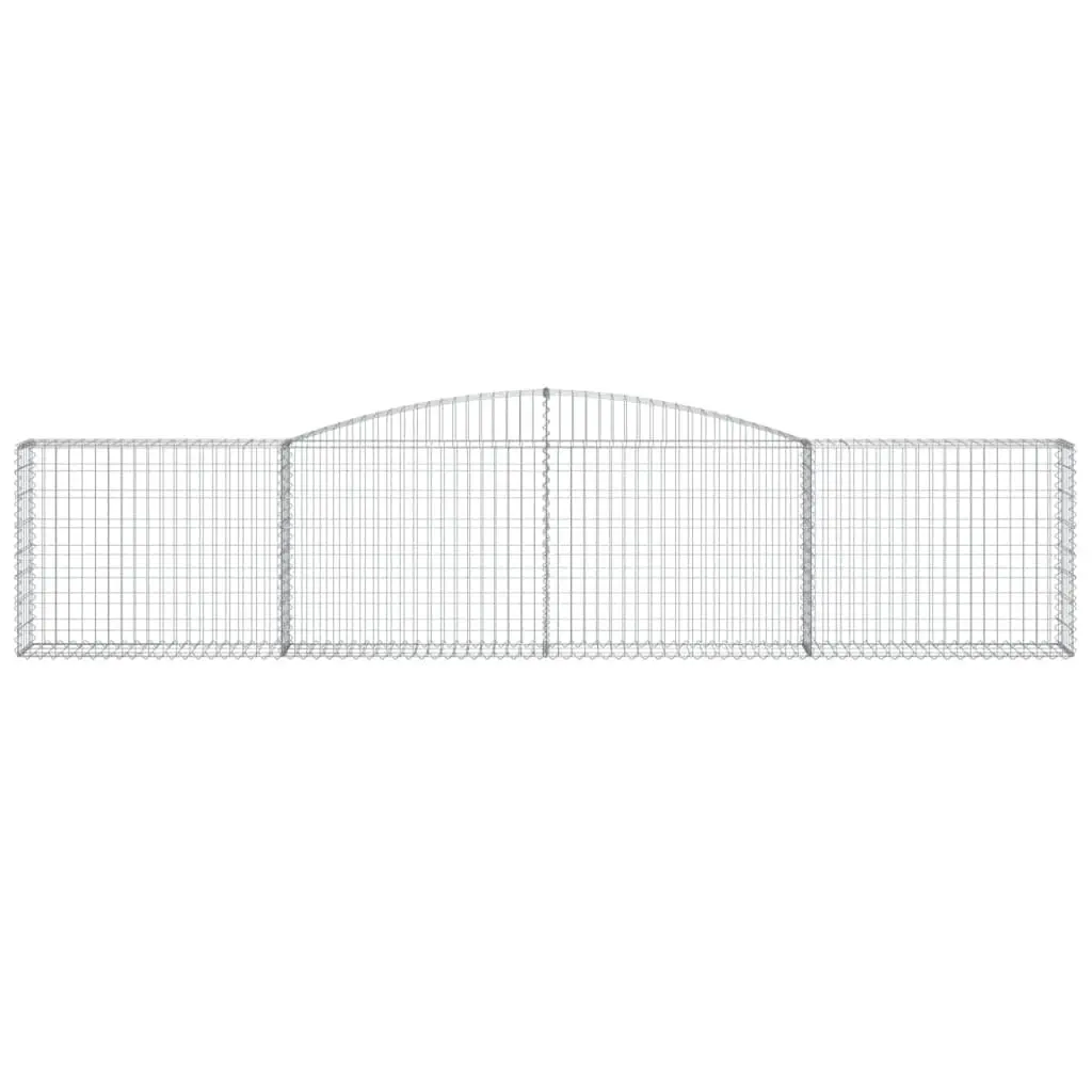 Arched Gabion Basket Galvanised Iron 400x30x80/100cm Silver Garden Barrier Decorative Retaining Wall