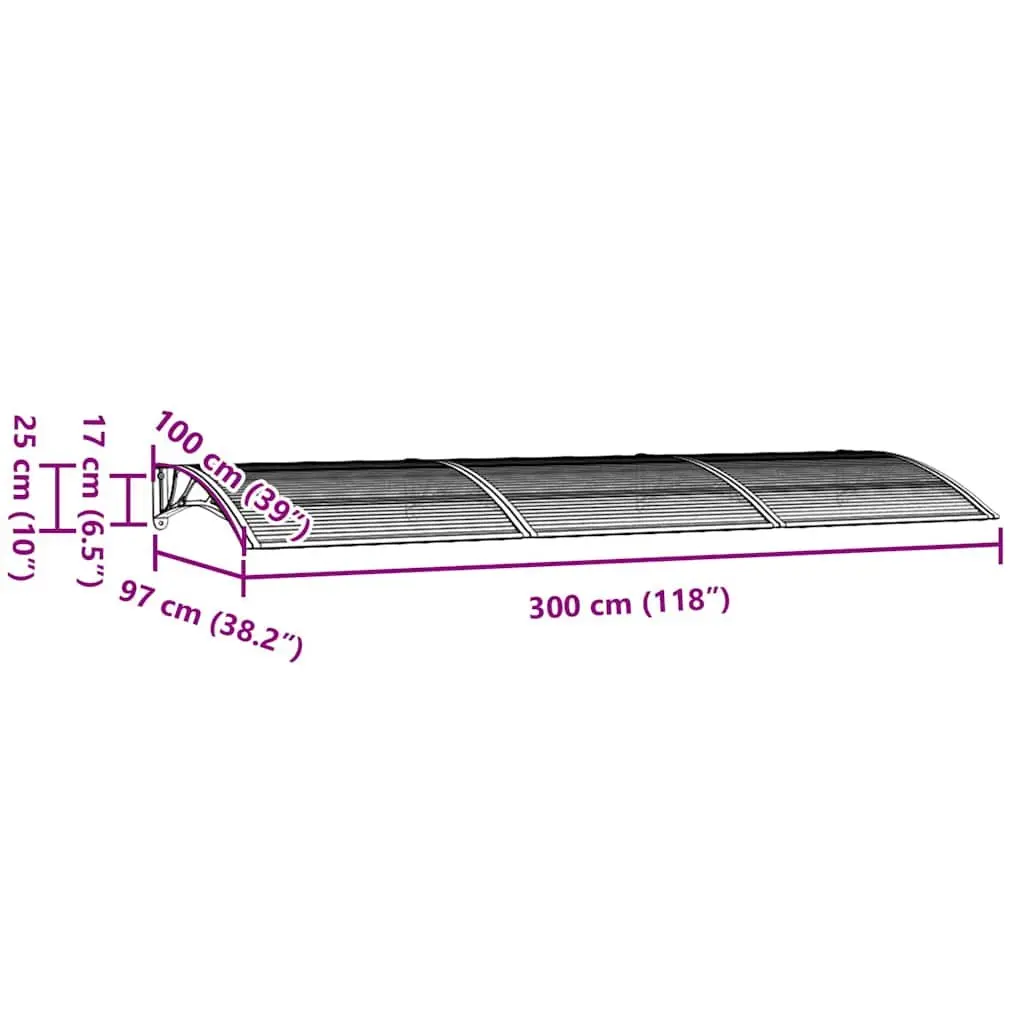 Door Canopy Black 300x100 cm Awning