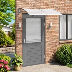 Sturdy Grey Polycarbonate Door Canopy 150x100cm