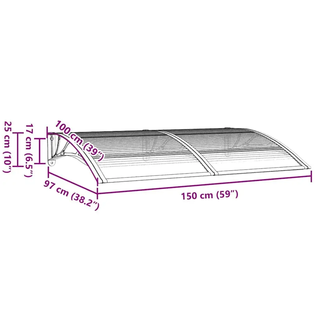 Grey Polycarbonate Door Canopy 150x100cm