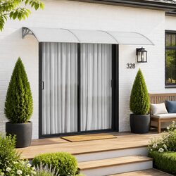 Grey Door Canopy 300x100 cm - Durable Weather Protection