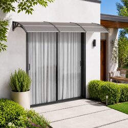 Black Polycarbonate Door Canopy 300x100 cm for Protection