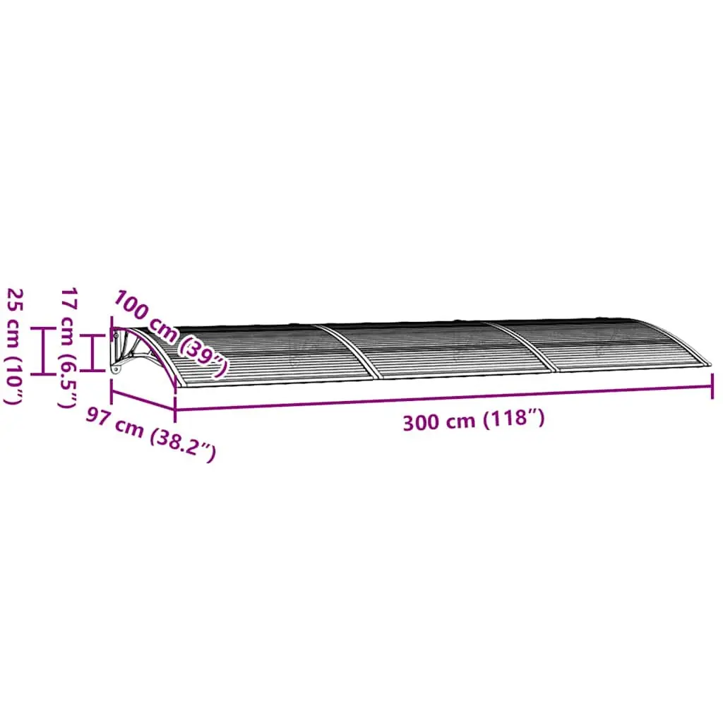 Door Canopy Polycarbonate 300x100 cm Black
