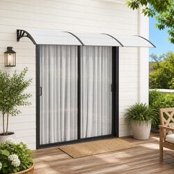 Polycarbonate Door Awning Black 300x75 cm for Weather Protection