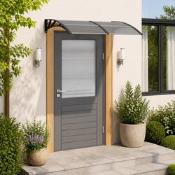 Black Polycarbonate Door Canopy 150x75cm Weather Protection