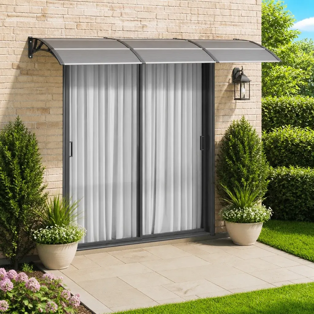 Black Polycarbonate Door Canopy 300x75 cm