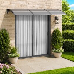 Durable Black Polycarbonate Door Canopy 300x75 cm