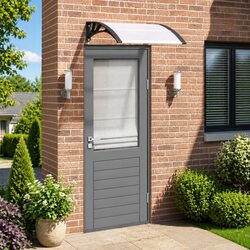 Black Transparent Door Canopy 80x75cm Polycarbonate Awning