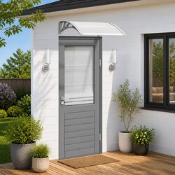 Durable Grey Polycarbonate Door Canopy 80x75 cm