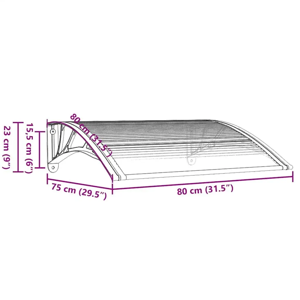 Grey Polycarbonate Door Canopy 80x75 cm
