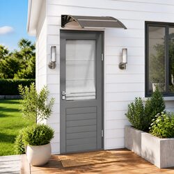 Sturdy Black Polycarbonate Door Canopy 80x75 cm