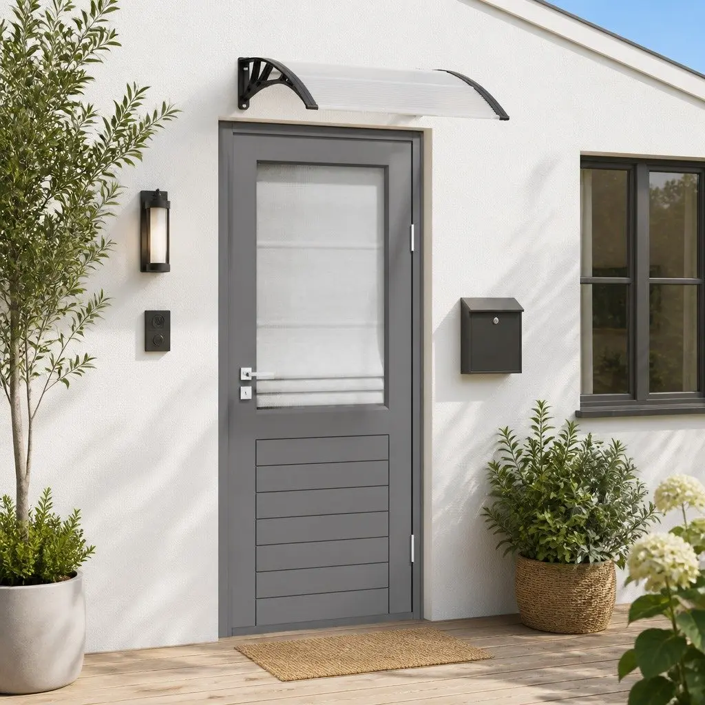 Door Canopy Polycarbonate 100x75cm Black