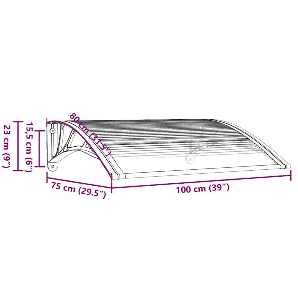 Door Canopy Polycarbonate 100x75cm Black