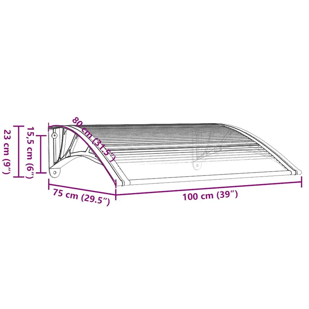 Grey Polycarbonate Door Canopy 100x75cm