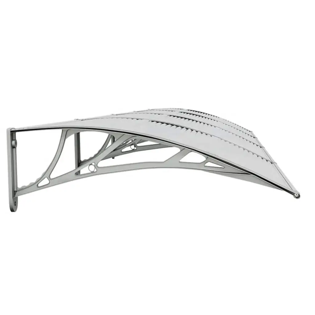 Grey Polycarbonate Door Canopy 350x75cm for Weather Protection