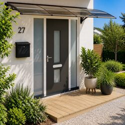 Durable Black Door Canopy 350x75 cm Polycarbonate Awning